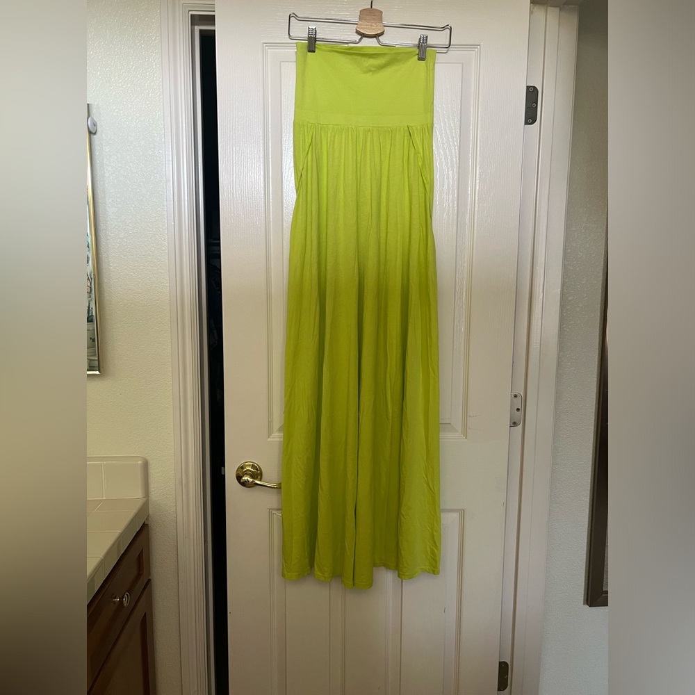 Strapless maxi dress.